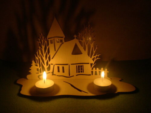 Christmas  Crib Tea Light candle holder wood craft decoration  laser cut 