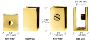 Brass Medium Set Screw Clamp for 1//4/" to 5//16/" Glass