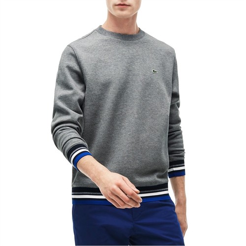 Lacoste Mens Sweater STRIPED ACCENT FLEECE SWEATSHIRT LACOSTE SH6951 NEW