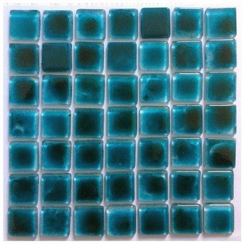 /"WATER/" Turquoise Blue Hand-made//painted Fused Glass Mosaic Tiles