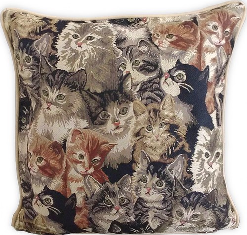nostalgische Kissenhülle Katzen 40 x 40 cm Sofadeko Gobelin Kissen