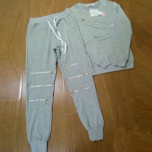 Damen Hausanzug Sweatshirt Langarm Zipper Trainingsanzug Sportswear Hosen Sets