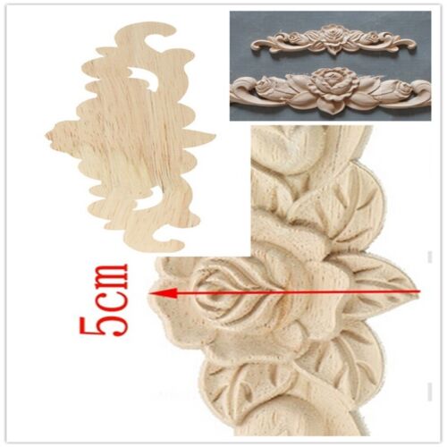 1pc Exquisite Wood Carved Decal Onlay Applique Unpainted Home Furniture Decor 