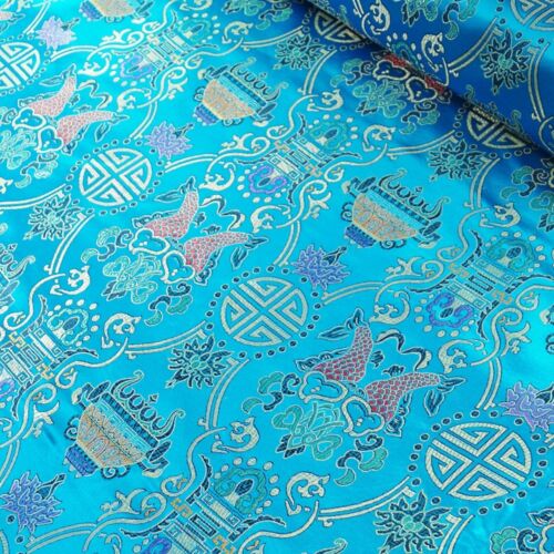 Brocade Chinese Traditional Style Embroidered Silky Satin Fabric 100/% Polyester