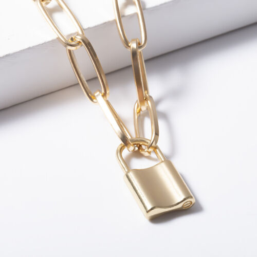 Lock Pendant Necklace Padlock Charms Long Chain Unisex Punk Hiphop Jewelry G LNV 