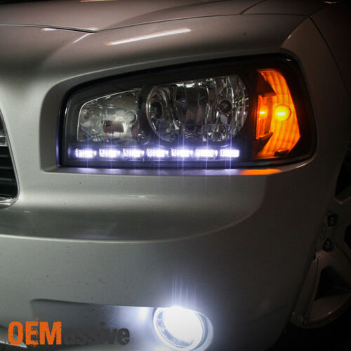 Fit 2006-2010 Dodge Charger Black LED Headlights w/Corner Lamps 06 07 08 09 10 