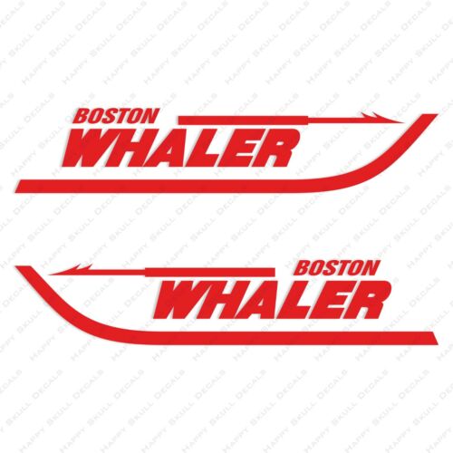 BOSTON WHALER BOATS LOGO DECALS STICKERS RED Set of 2 18" LONG 