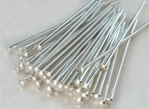 26GA 100 pcs Head Pins Sterling Silver Jewelry Components 2.0" 