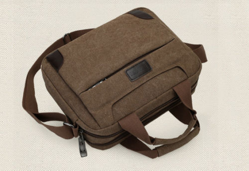 Men/'s Vintage Canvas Leather Satchel School Military Shoulder Bag Messenger UK