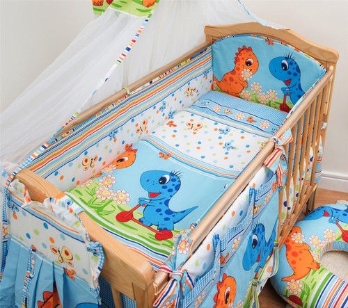 6 Piece Baby Cot Bedding Set With 4 sided Bumper to fit 120x60 cm Pattern 20