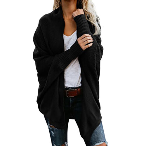 Womens Off The Shoulder Sweater Casual Knitted Loose Long Sleeve Pullover Coat 