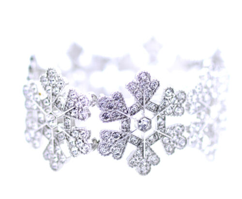 Silbernes und klares Kristall Schneeflocke Stretch Armband