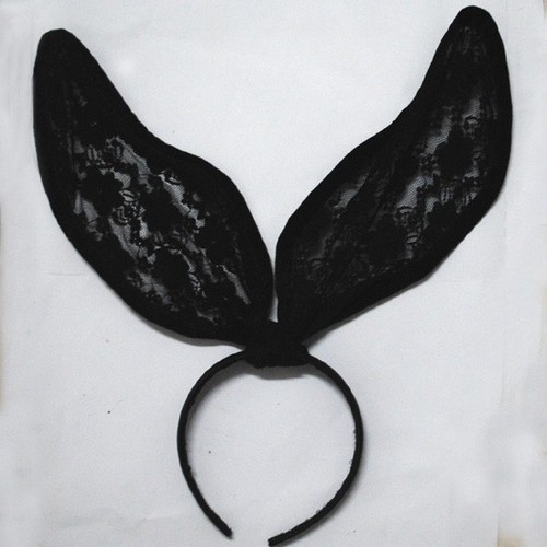 Lge Black Lace Bunny//Rabbit Ears headband,Fancy Dress//Hen Party,Festival,Easter