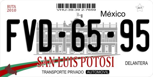 Mexico San Luis Potosi Photo License Plate Free Personalization on this plate