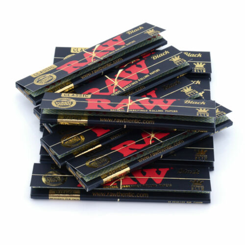 RAW Black Classic King Size Slim Unrefined Natural Gum Rolling Papers Smoking