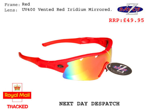 RayZor Uv400 Red Sports Wrap Sunglasses Vented Red Mirrored Lens RRP£49 220 