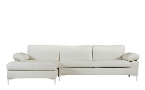 White Modern Large Faux Leather, Extra Large Leather Sectional Sofas With Chaise