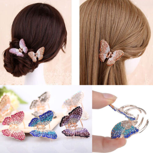 Women Cute Butterfly Claw Crystal Rhinestone Hair Clip Clamp Jaw Hairpin Jewelry 