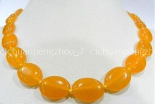 EN PROMOTION belle 13X18mm Soft Jaune Jade Gems Ovale Perles Collier 18/"