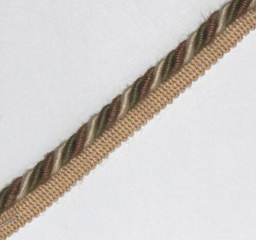 FLANGED BINDING/PIPING 8 MM CORD,CREAM / GREEN / BROWN   X 2, 5 ,10 m- PL-4253