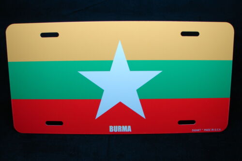 BURMA MYANMAR FLAG METAL NOVELTY LICENSE PLATE TAG FOR CARS