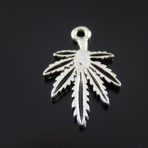 16*12*1mm Vintage Silver Alloy Leaf Shaped Pendant Charms Jewelry Findings 60pcs 