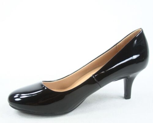 NEW Women's Comfort Patent Low Heel Round Pointed Toe  Pump Shoes Size 6-10 