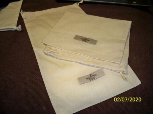 PAIR OF Valentino Ivory 9 x16 COTTON  SHOE COVERS DUST BAGS AUTHENTIC