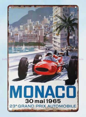 Details about  / bedroom bar club shop design Grand Prix de Monaco F1 1965 metal tin sign