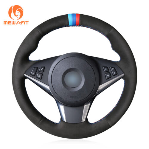 Safe Black Suede Steering Wheel Cover for BMW M5 E60 M6 E63 E64 5 Series E60 E61