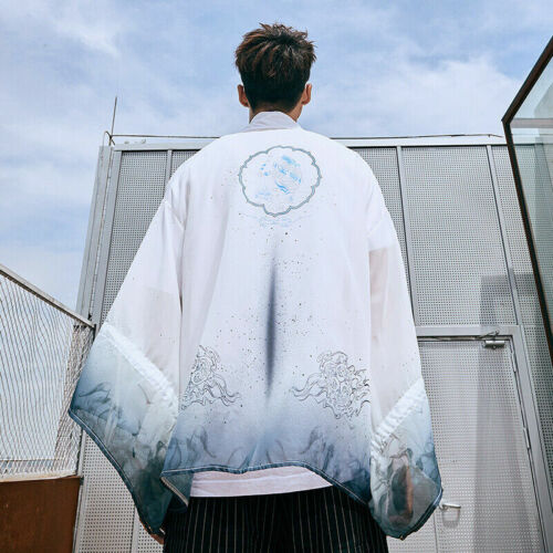 Men Kimono Manteau Outwear en mousseline de soie japonais Yukata Outwear Rétro Top Tiger Casual
