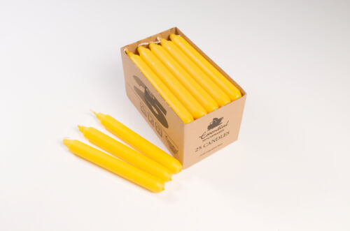 Great Value! 25 Yellow Table Candles 7hr Burn Tapered Non Drip Candle Cheap