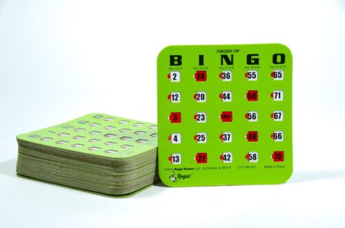 200 Pack Reusable Finger-tip Shutter Slider Bingo Cards Green 