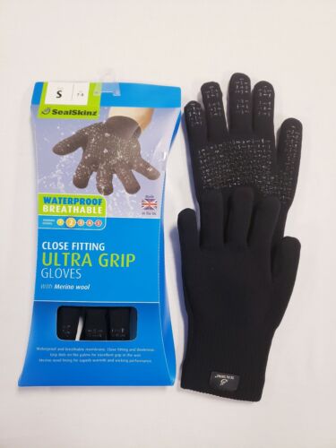 SealSkinz Waterproof All Weather Ultra Grip Gloves Black Full Finger Size Small