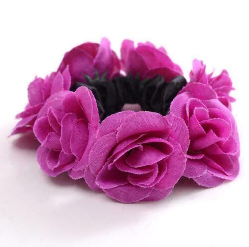 Stylish Girl Women Rose Flower Hair Band Rope Elastic Ponytail Holder Scrunchie