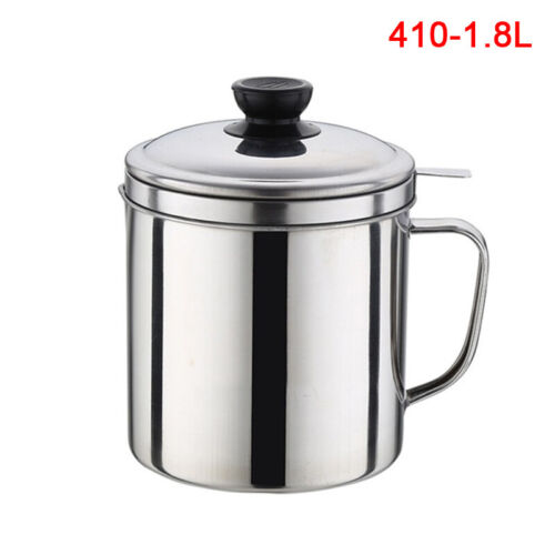 1800ml Kitchen Stainless Steel Cooking Oil Filter Container Grease Strainer Pot 