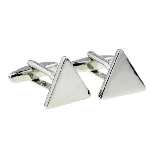 High Quality Plain Rhodium Plated Triangle Shaped Cufflinks Boxed X2AJ443 
