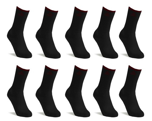 White Pack 10 x Mens Plain Thick Warm Cotton Socks Winter Sports,Work in Black