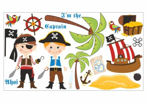 nikima 090 Wandtattoo Pirat Schiff Ahoi Captain Junge Kinderzimmer Sticker