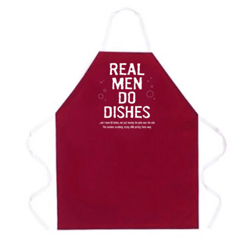 Attitude Aprons Real Men Do Dishes Fully Adjustable Apron Burgundy 