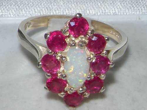 Details about   Solid 925 Sterling Silver Natural Opal & Ruby Womens Cluster Ring Sizes J to Z 