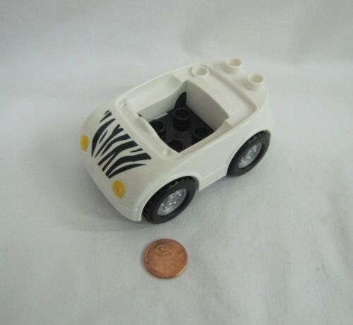 Lego Duplo WHITE /& BLACK ZEBRA STRIPED ZOO SAFARI CAR 2009 Version #2