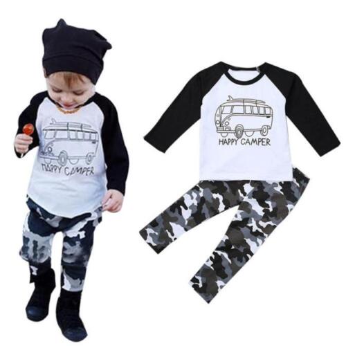 2PCS Kids Toddler Baby Boy Tops T-shirt+Long Pants Autumn Winter Outfits XIU