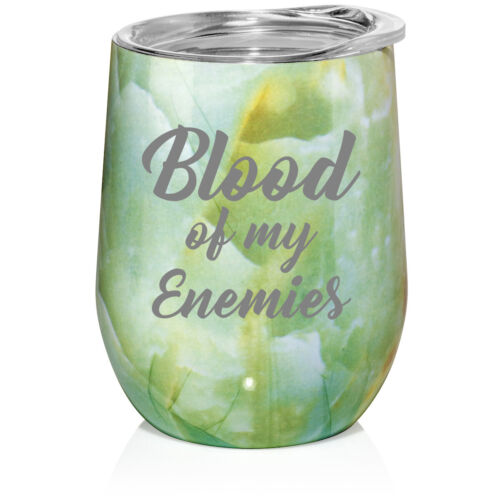 Marble Stemless Wine Tumbler Coffee Travel Mug Cup Glass Blood Of My Enemies 