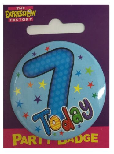 Expression Factory I AM 7 TODAY Happy 7th Birthday Badge Girl Boy Pink Blue 55mm