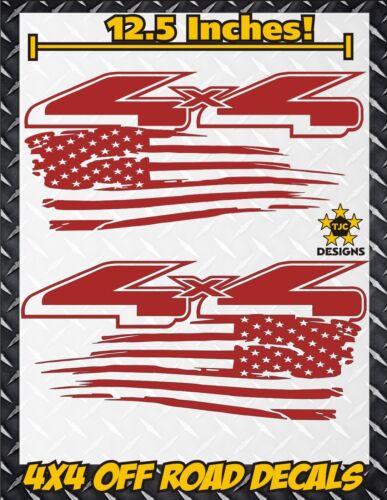 4x4 Off Road US Flag Truck Bed Decal Set GLOSS RED for Ford F-150 Super Duty