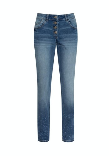 Kleidung Accessoires Neu Gina Benotti Damen Stretch Jeans Hose Slim Mit Strasssteinen Gr 38 40 48 50 Gspbl