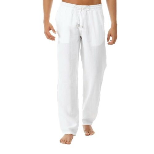 Mens Loose Casual Summer Simple Pant Cotton Linen Pockets Sports Trousers M-XXXL