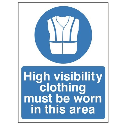 High Vis Clothing Must Be Worn In This Area Sign 450mm x 600mm VINYL MAP-05B High Vis Clothing Must Be Worn In This Area Sign 450mm x 600mm VINYL MAP-05B