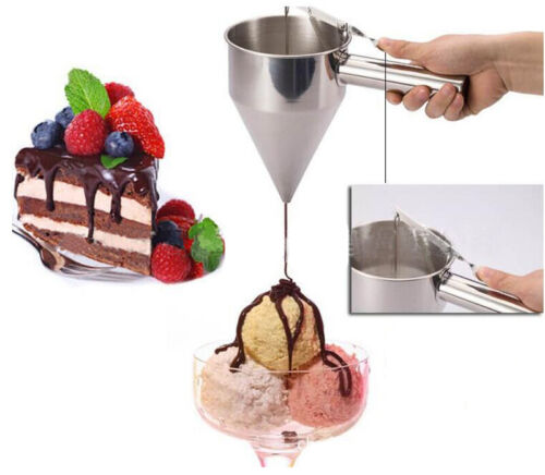 New Stainless Steel Batter Dispenser Cream Funnel Cupcake Waffle Pastry Tool
